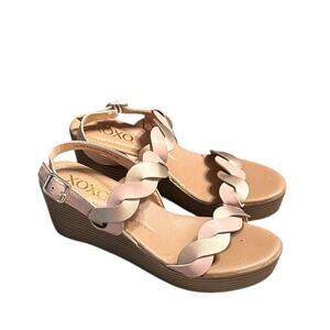 XOXO Rose Gold Braided Wedge Sandals Women's size 7.5